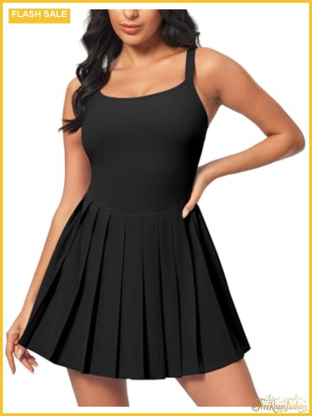 Women's Tennis Dress with Built-in Shorts Athletic A-Line Pleated